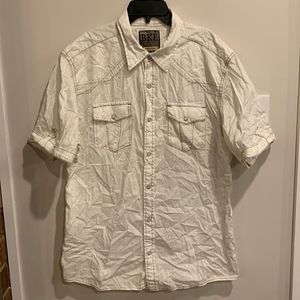 BKE Athletic Fit Men’s LG White Snap Down Button Down Short Sleeve Shirt